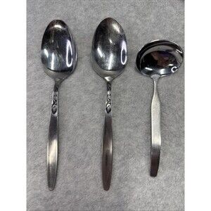 3 pc Vintage Amefa Holland Tulip Time Serving Set Stainless Flatware Retired MCM
